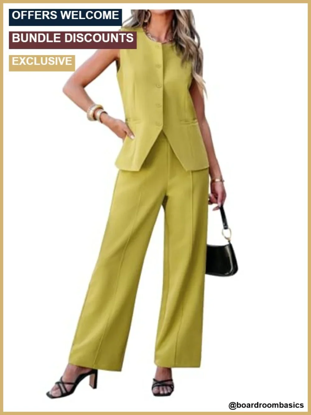 Vest Pantsuit 2 Piece Business Casual Work Outfit Women